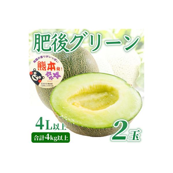玉名市 【先行予約】 熊本県産 肉厚な果汁! 溢れる果汁! 肥後グリーンメロン 2玉 4L以上 約4kg以上