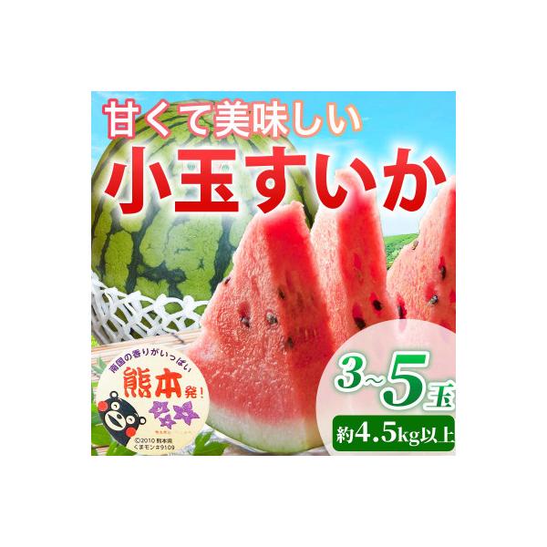 益城町 【先行予約】 熊本県産 高糖度! 美味しさひとりじめ! 小玉すいか 約4.5kg以上 3〜5玉入り