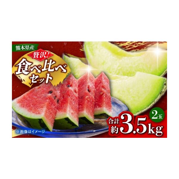スイカ 熊本県 山鹿市 先行予約 小玉スイカ&肥後グリーンメロンの食べ比べ 各1玉（計2玉 約3.5kg） すいか 小玉 メロン グリーンメロン 熊…